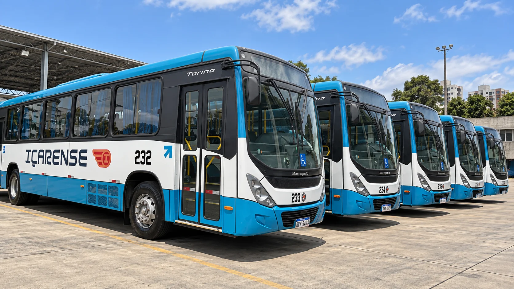 Frota de ônibus do Expresso Coletivo Içarense